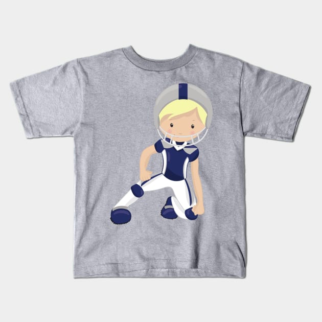 American Football, Rugby, Cute Boy, Blond Hair Kids T-Shirt by Jelena Dunčević